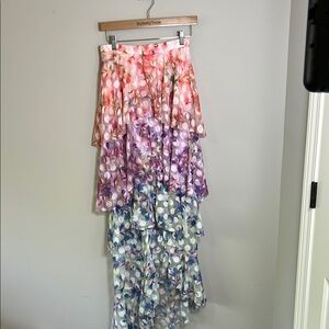 L'Atiste by Amy tiered maxi skirt watercolor floral tiered polka dot Sz S